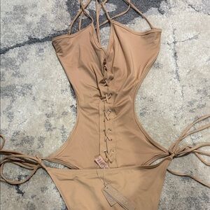 SKIMS Tan One Piece Swimsuit
